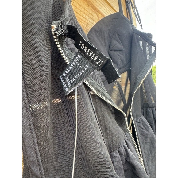 Black Fit And Flare Dress Forever 21‎ Caged Fit & Flare Mini Dress Size Medium - Picture 9 of 12